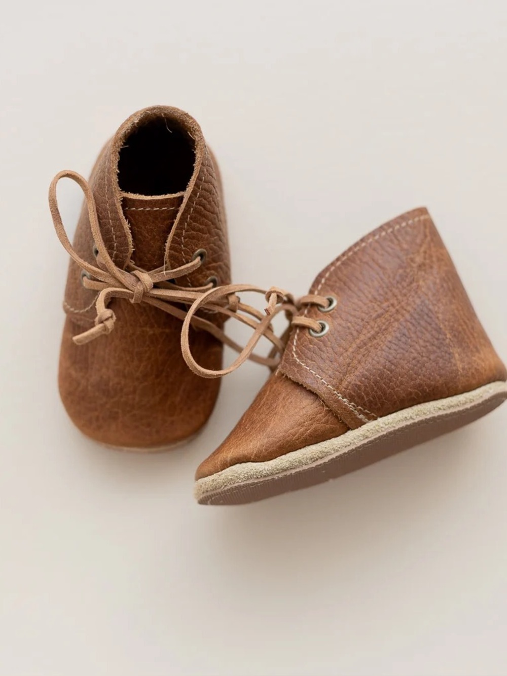 Sun & Lace Handmade Leather Baby Oxfords Size 3 Brown